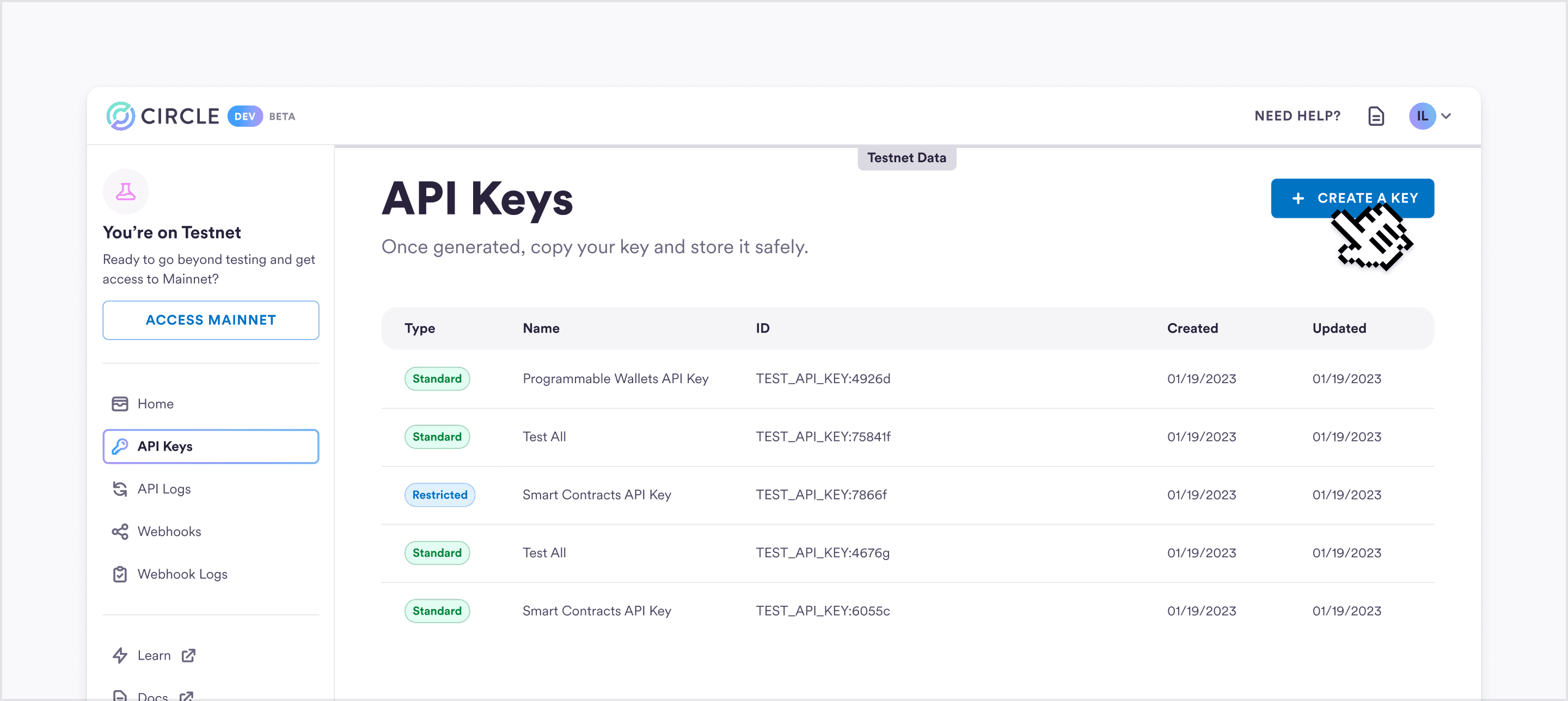 List of API keys